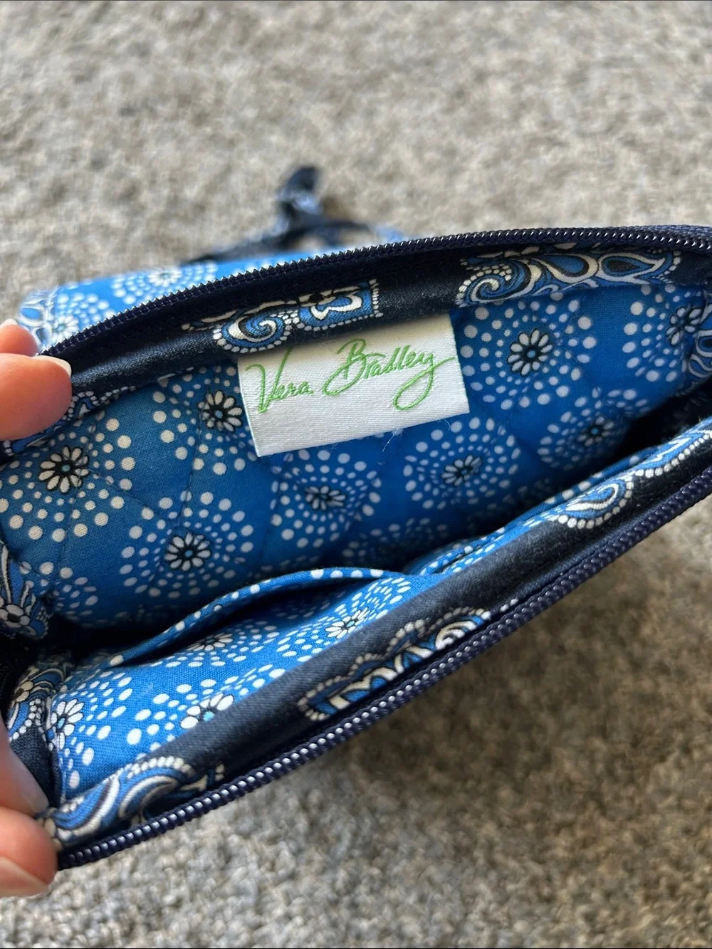 Vera Bradley Navy and Light Blue Quilted Crossbody with Matching Wallet